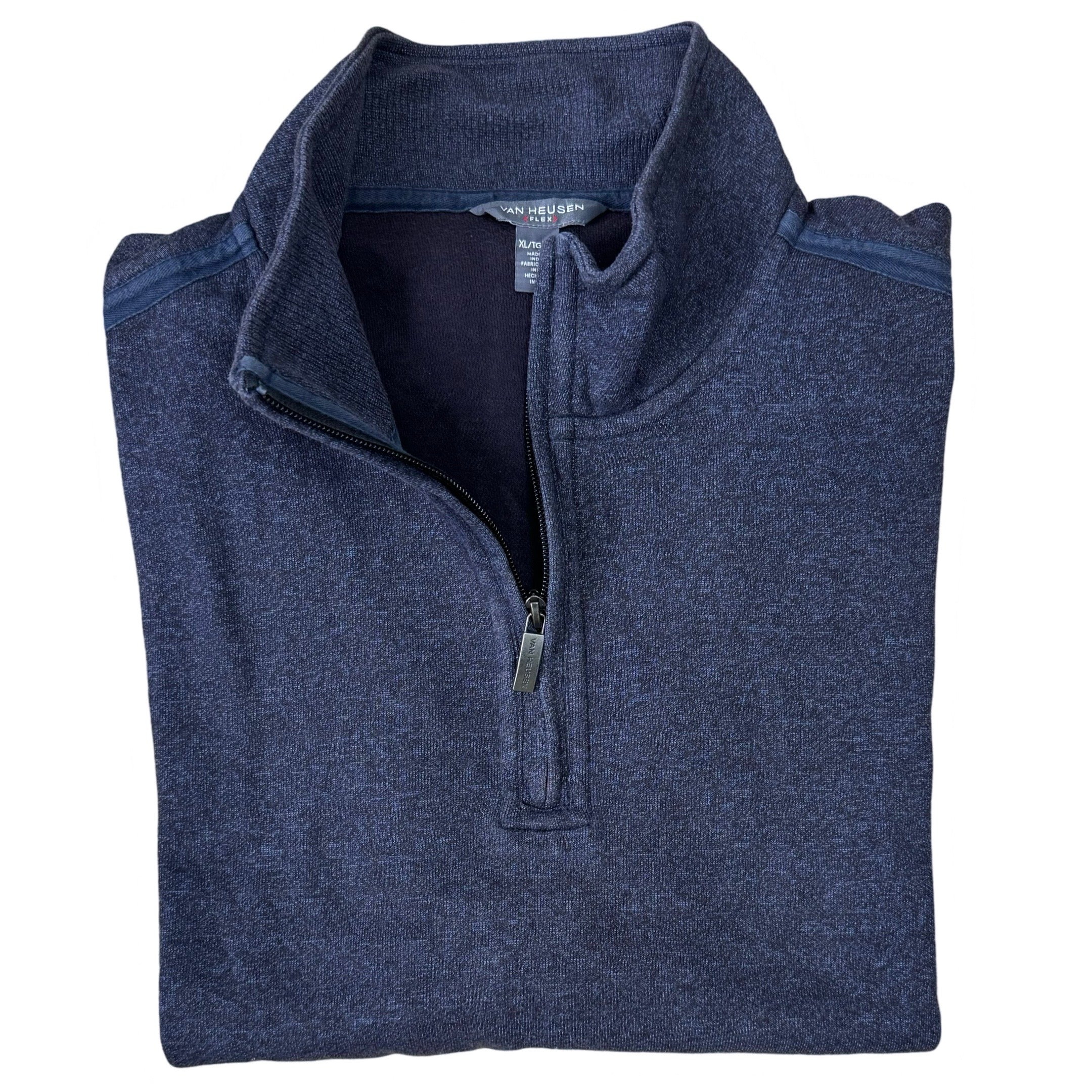 Van Heusen Blue-Grey Quarter-Zip Large – - Main Image