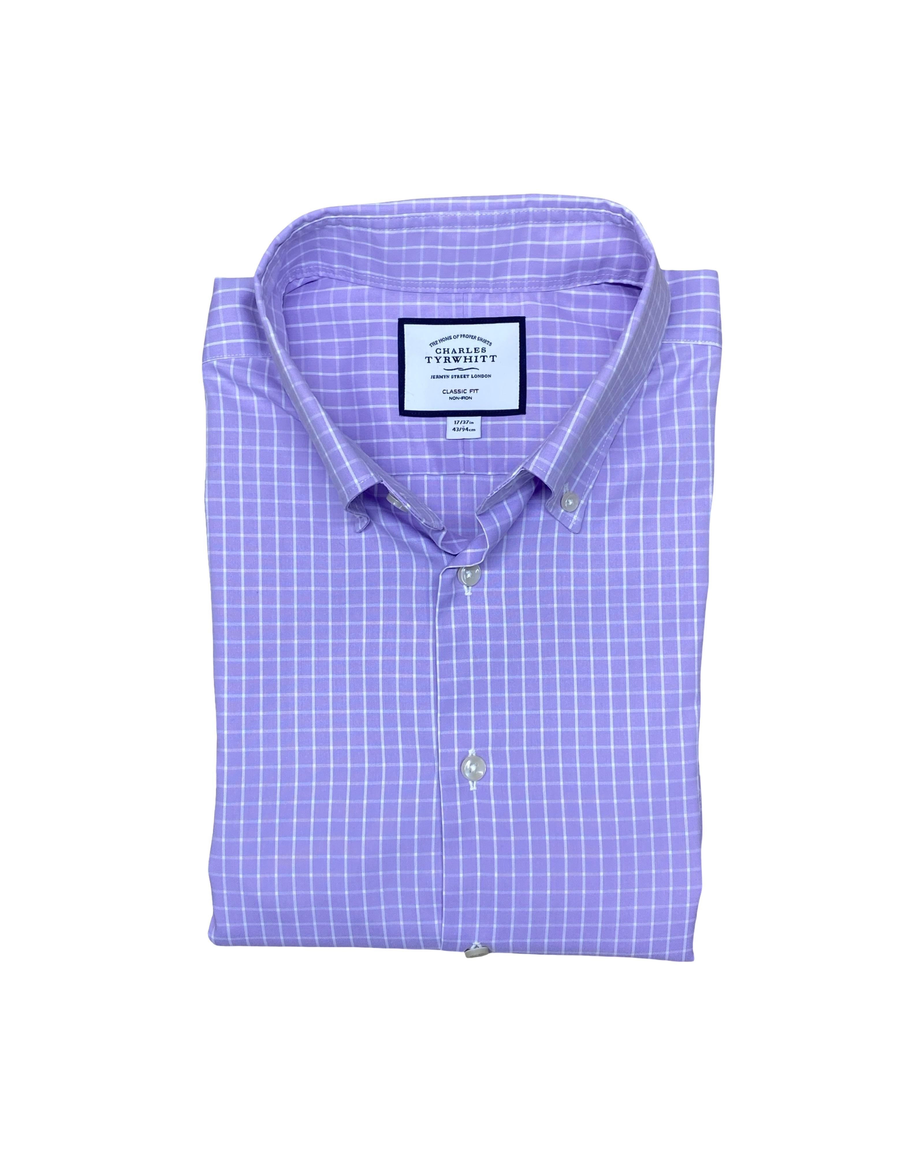 Charles Tyrwhitt Purple Check Shirt | XL | Chest 25.5”