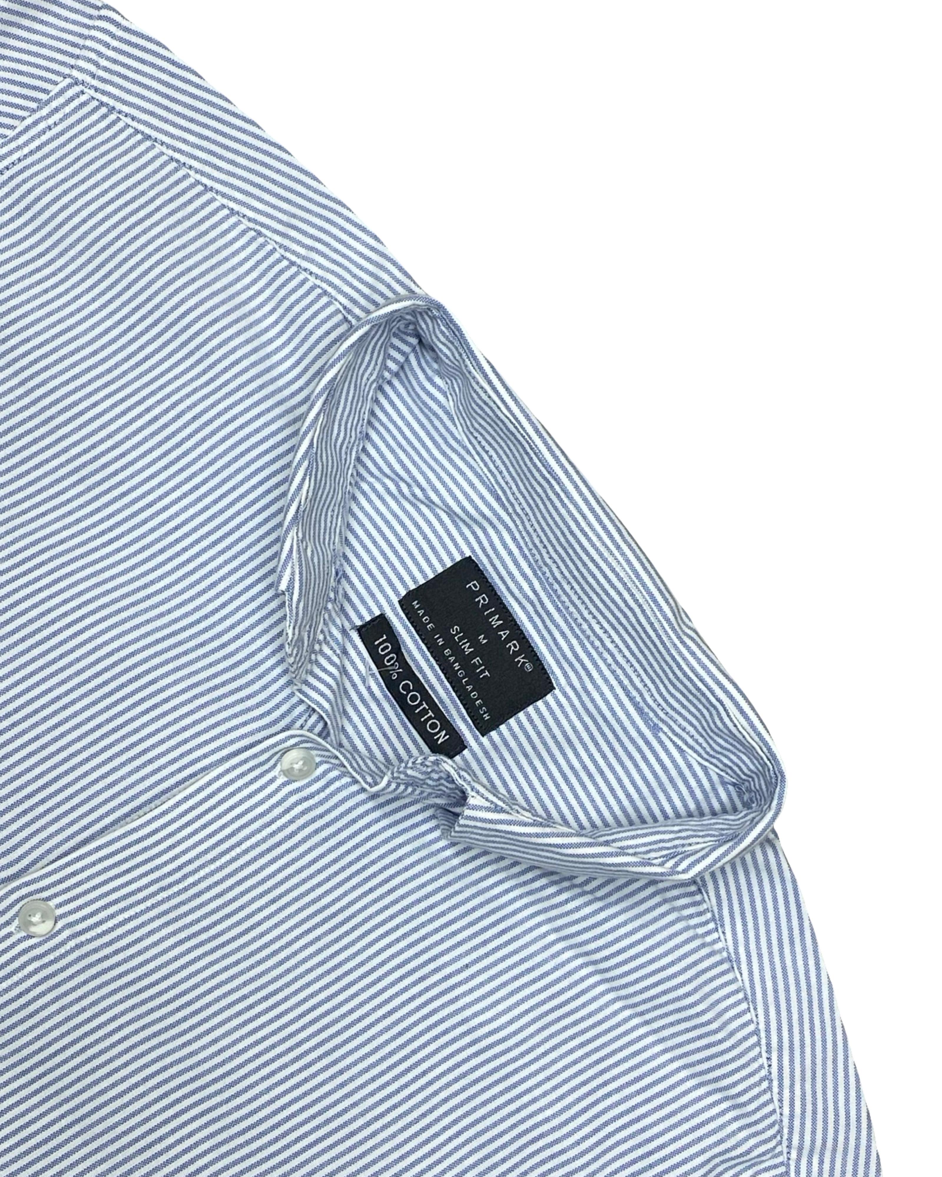 Primark Blue Striped Short Sleeve Shirt | Medium | Chest 21.5”