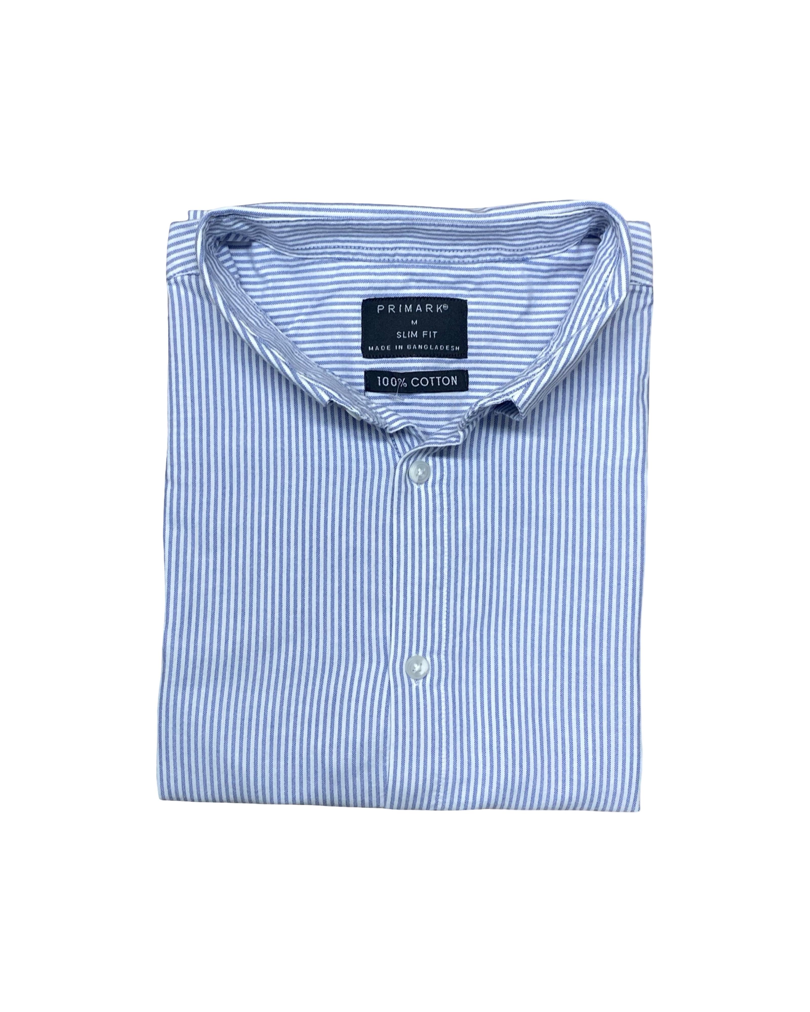 Primark Blue Striped Short Sleeve Shirt | Medium | Chest 21.5”