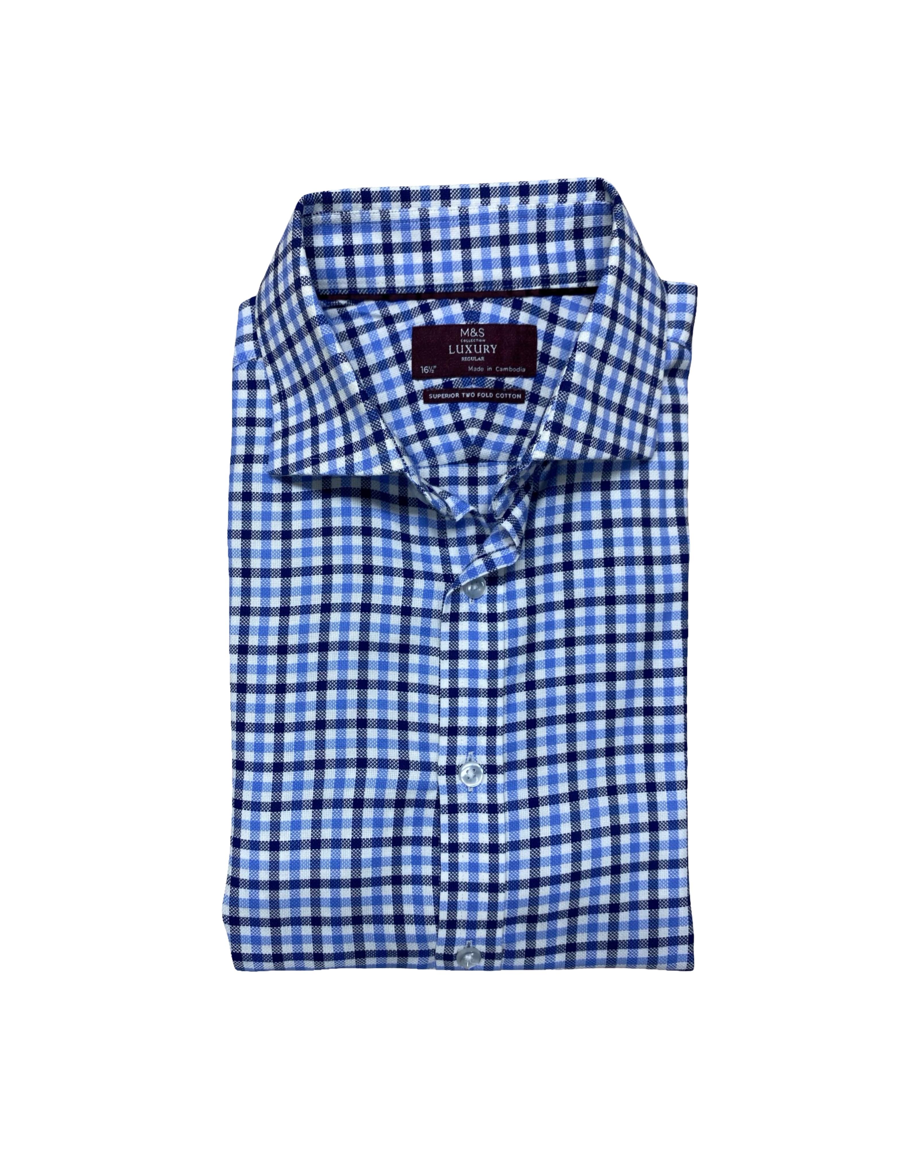 M&S Luxury Checkered Shirt | Large | Chest 25”
