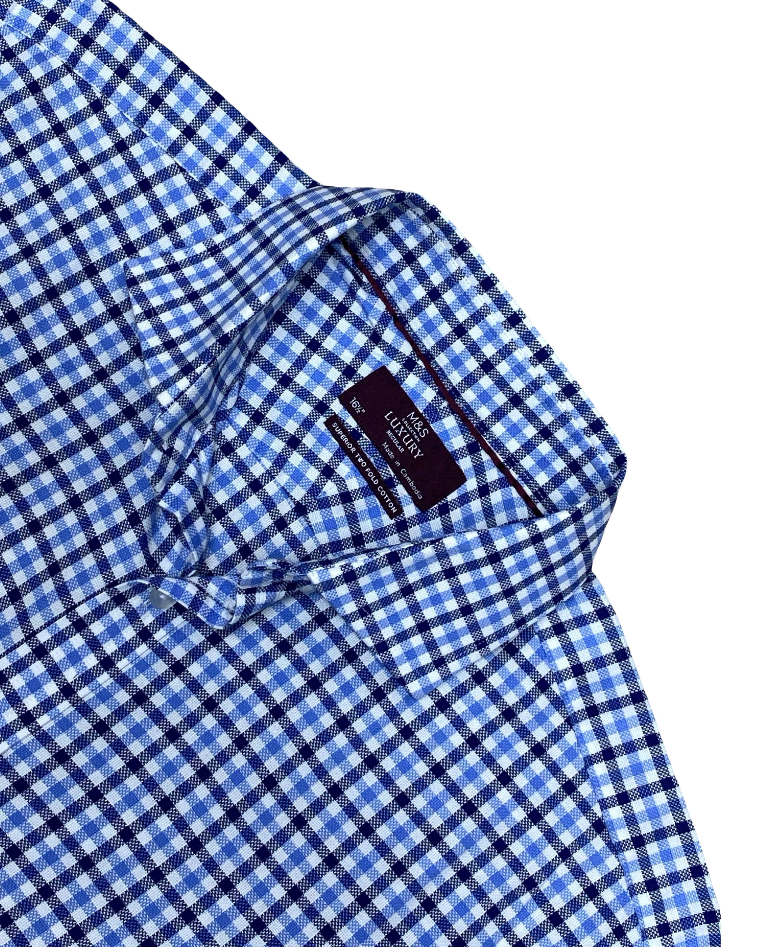 M&S Luxury Checkered Shirt | Large | Chest 25”
