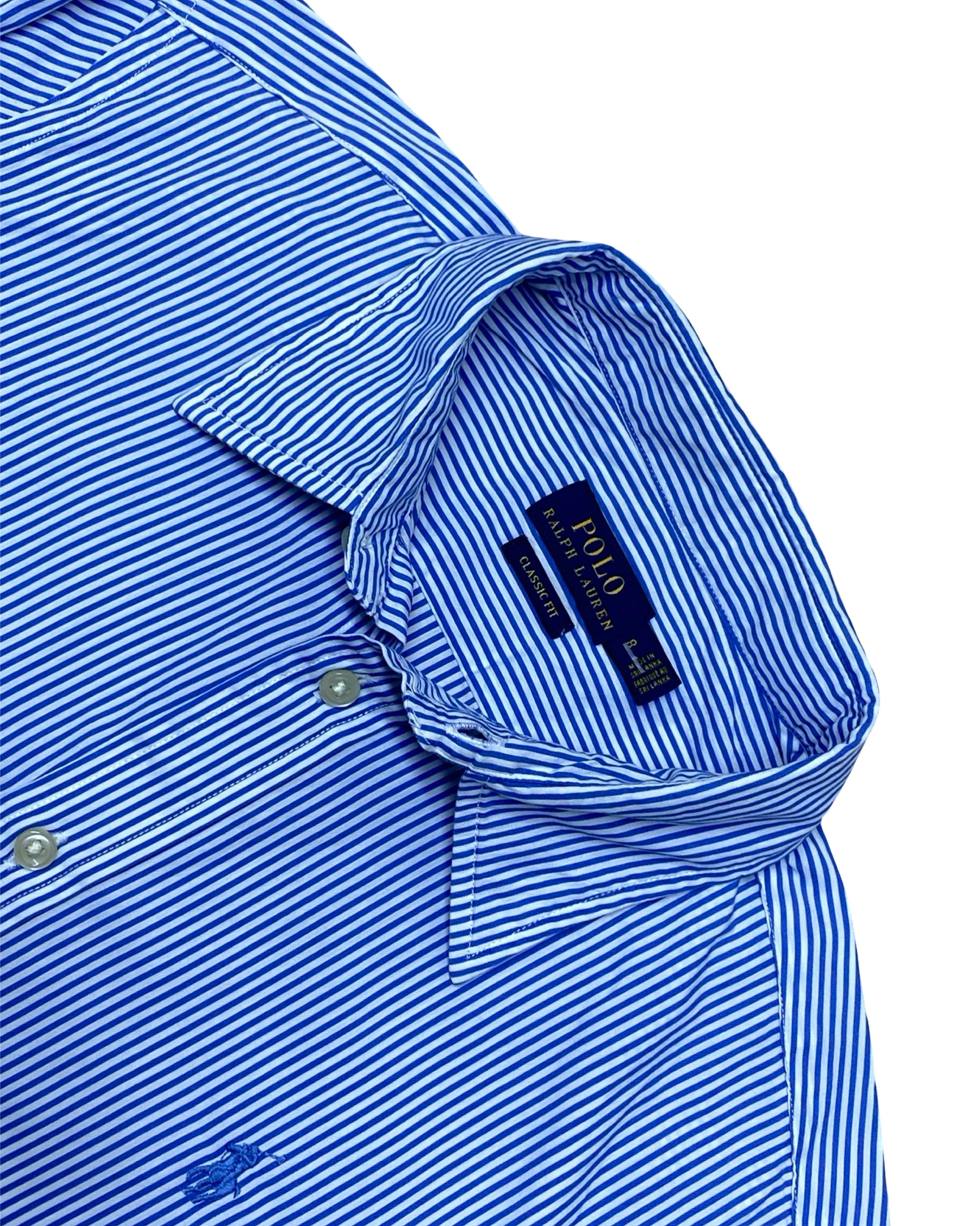 Ralph Lauren Blue Striped Shirt | Small | Chest 20”