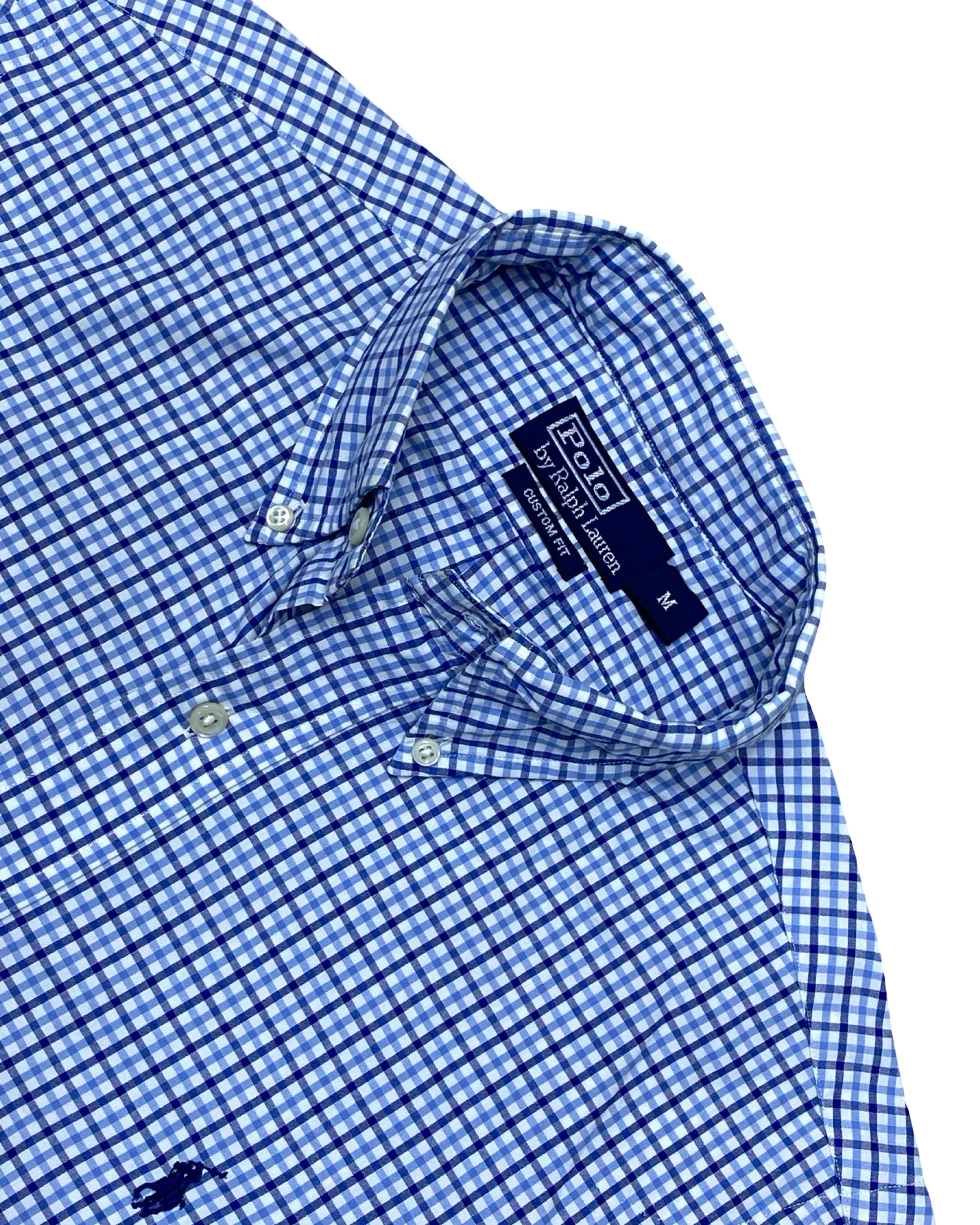 Ralph Lauren Blue Check Short Sleeve Shirt | Medium | Chest 22.5”