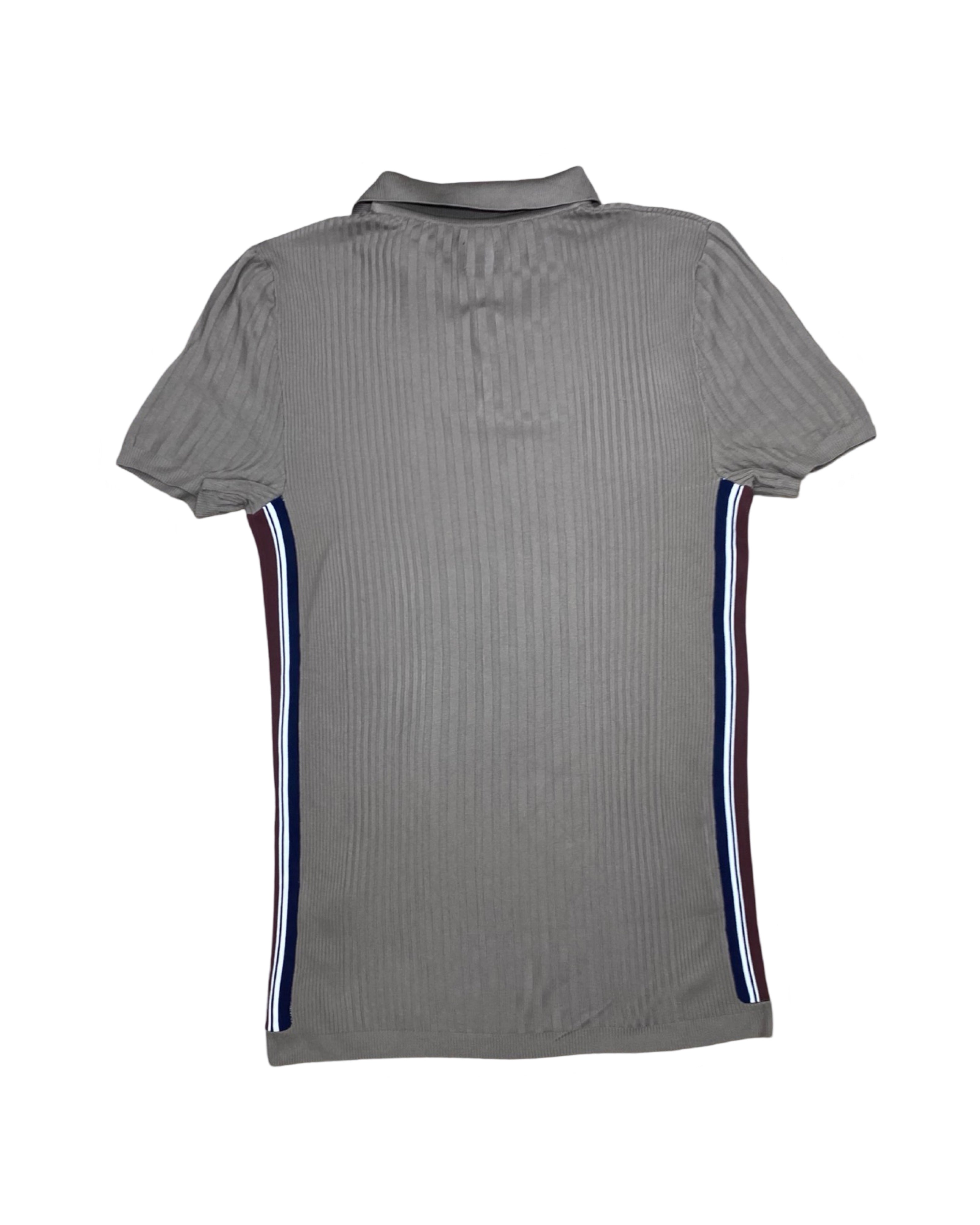 River Island Grey Ribbed Knit Polo Shirt | Small | Chest 17”