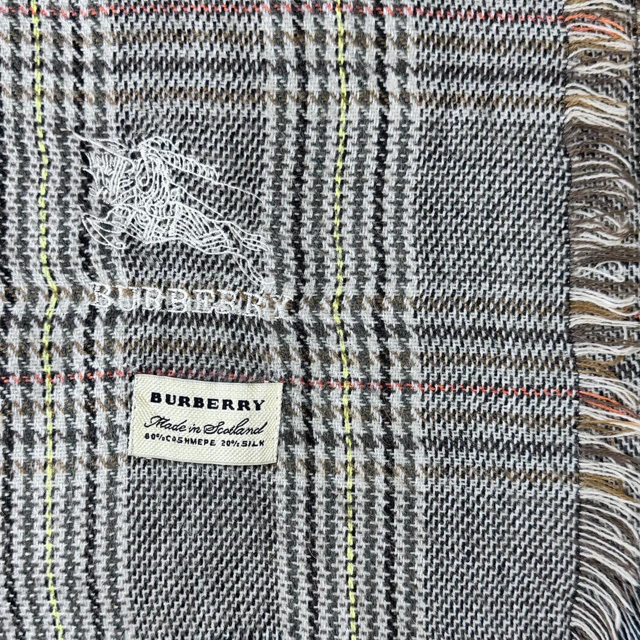 Burberry Black/Brown Houndstooth Check Shawl - Cashmere & Silk Blend (0003)
