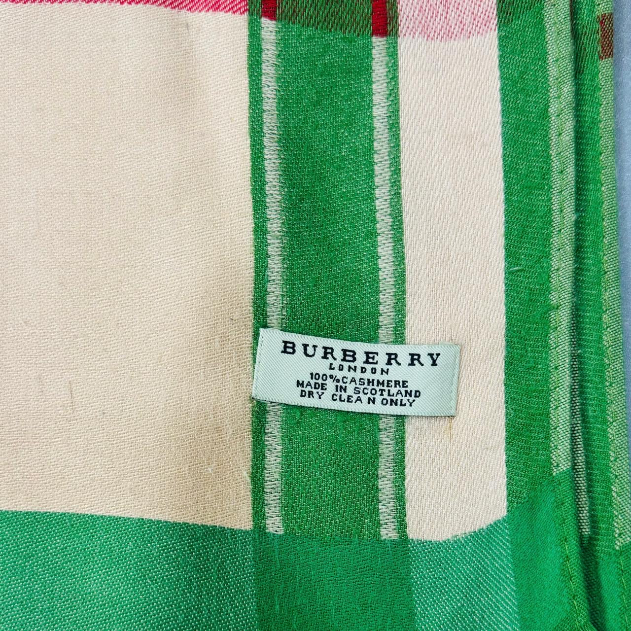 Burberry Off-White/Green Nova Check Shawl - 100% Cashmere (0012)