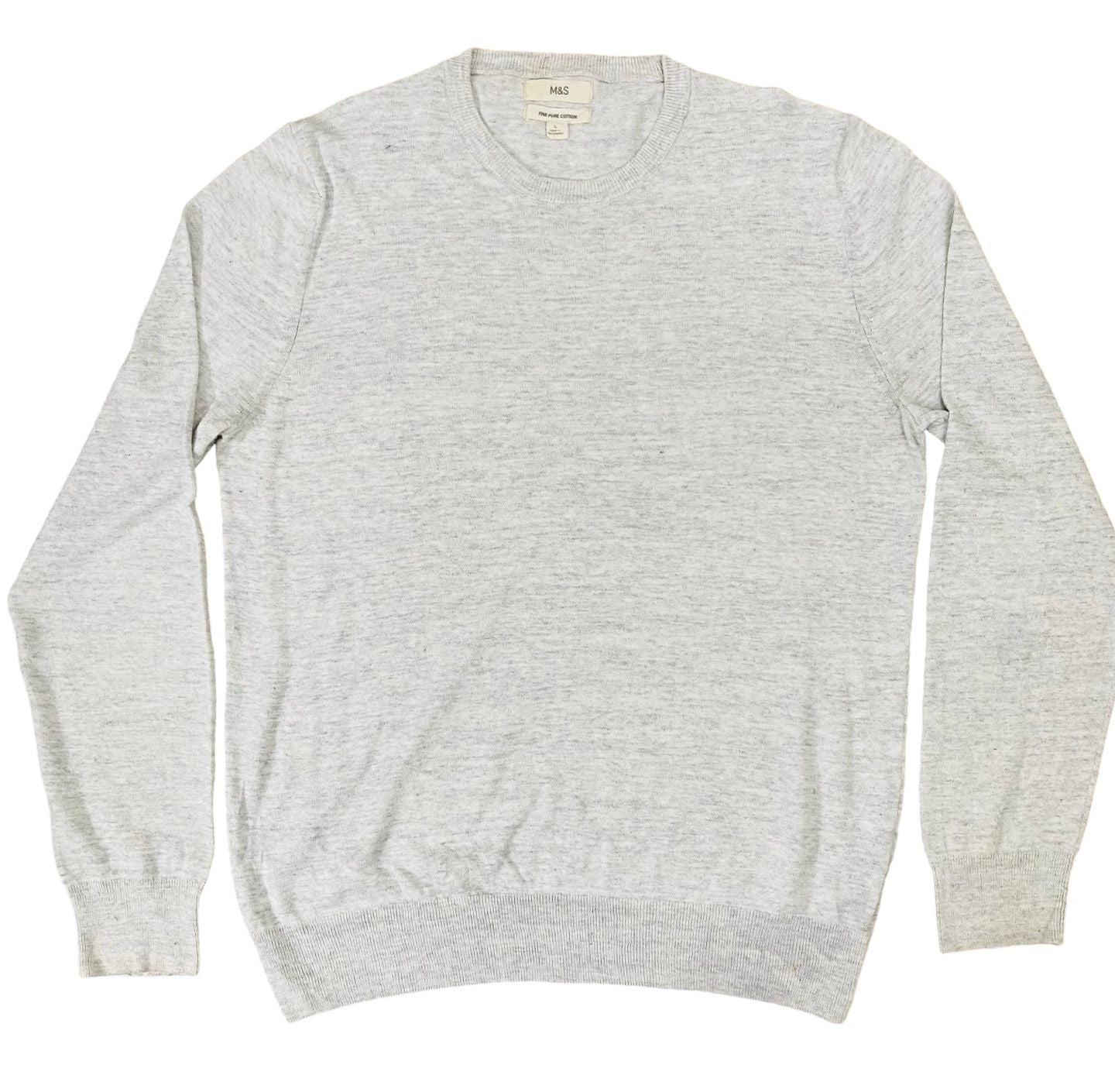 M&S Light Heather Grey Crew Neck | Large