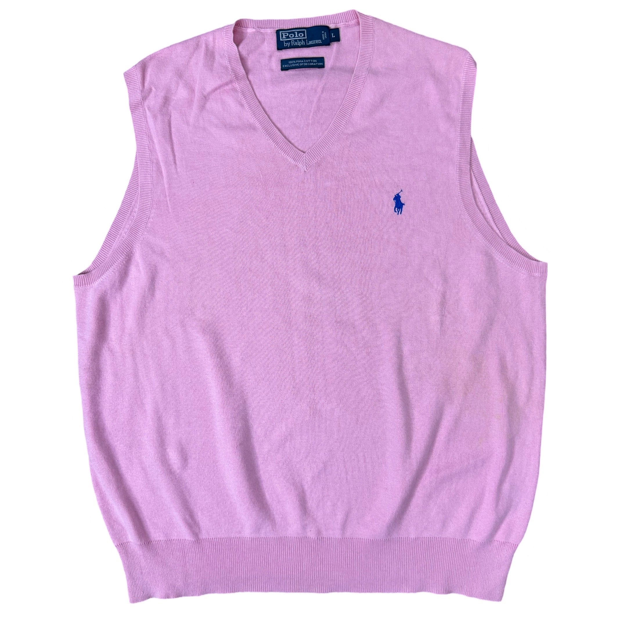 Ralph Lauren Light Pink V-Neck Vest | Medium