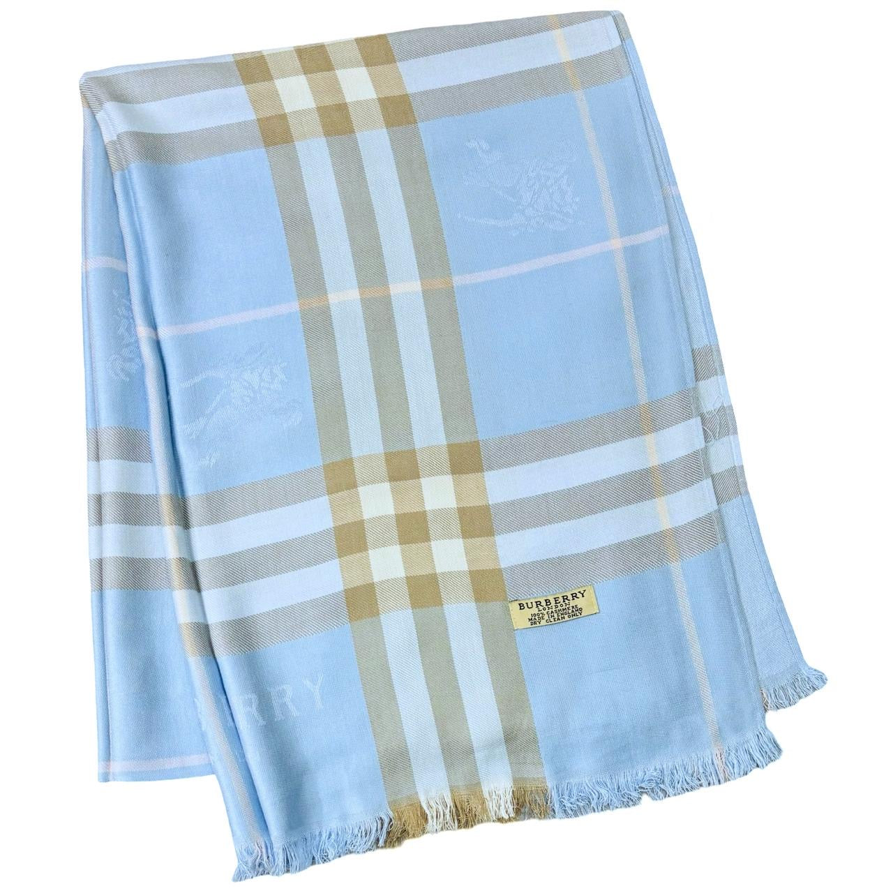 Burberry Light Blue Nova Check Shawl - 100% Cashmere (0017)