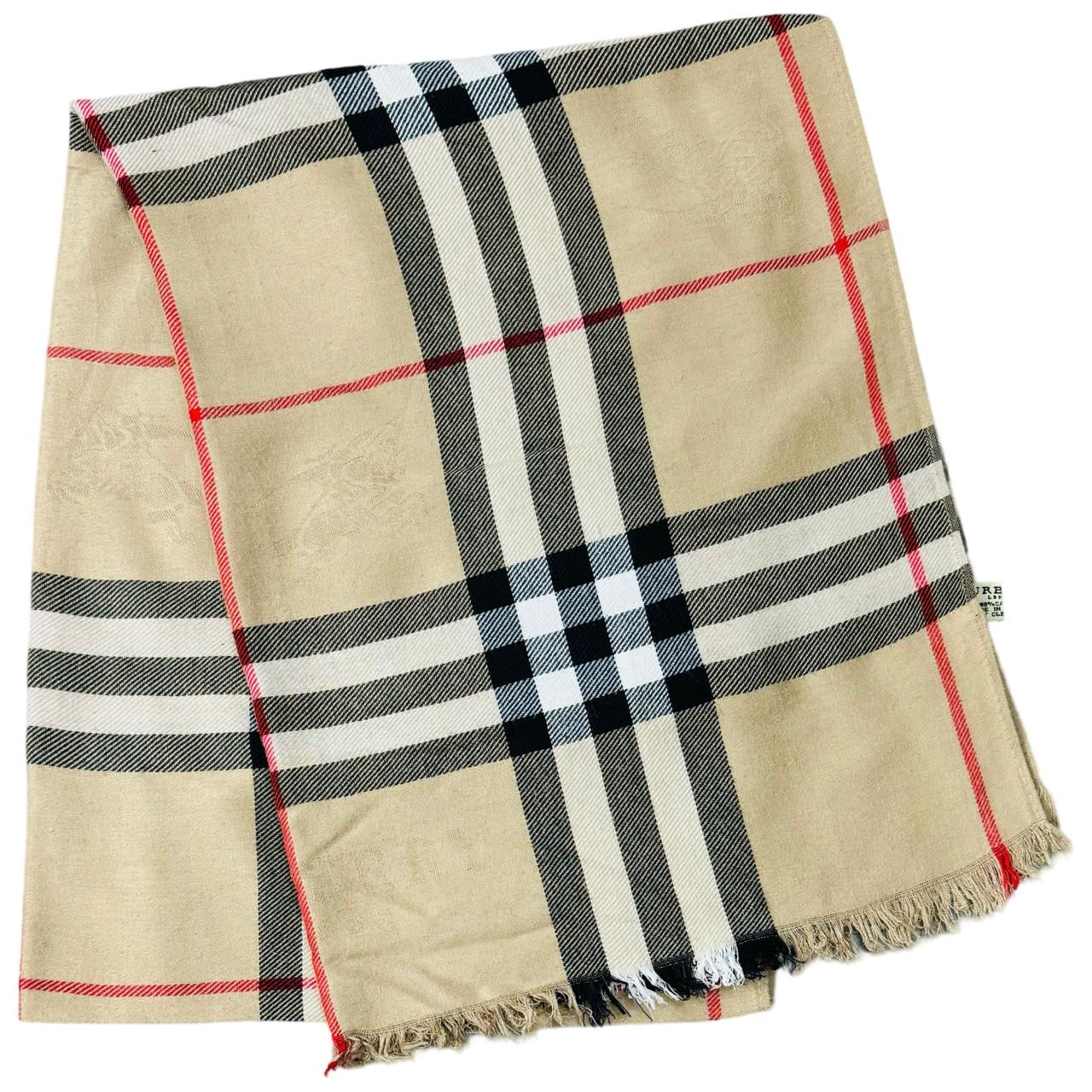 Burberry Beige Nova Check Shawl - 100% Cashmere (0036)