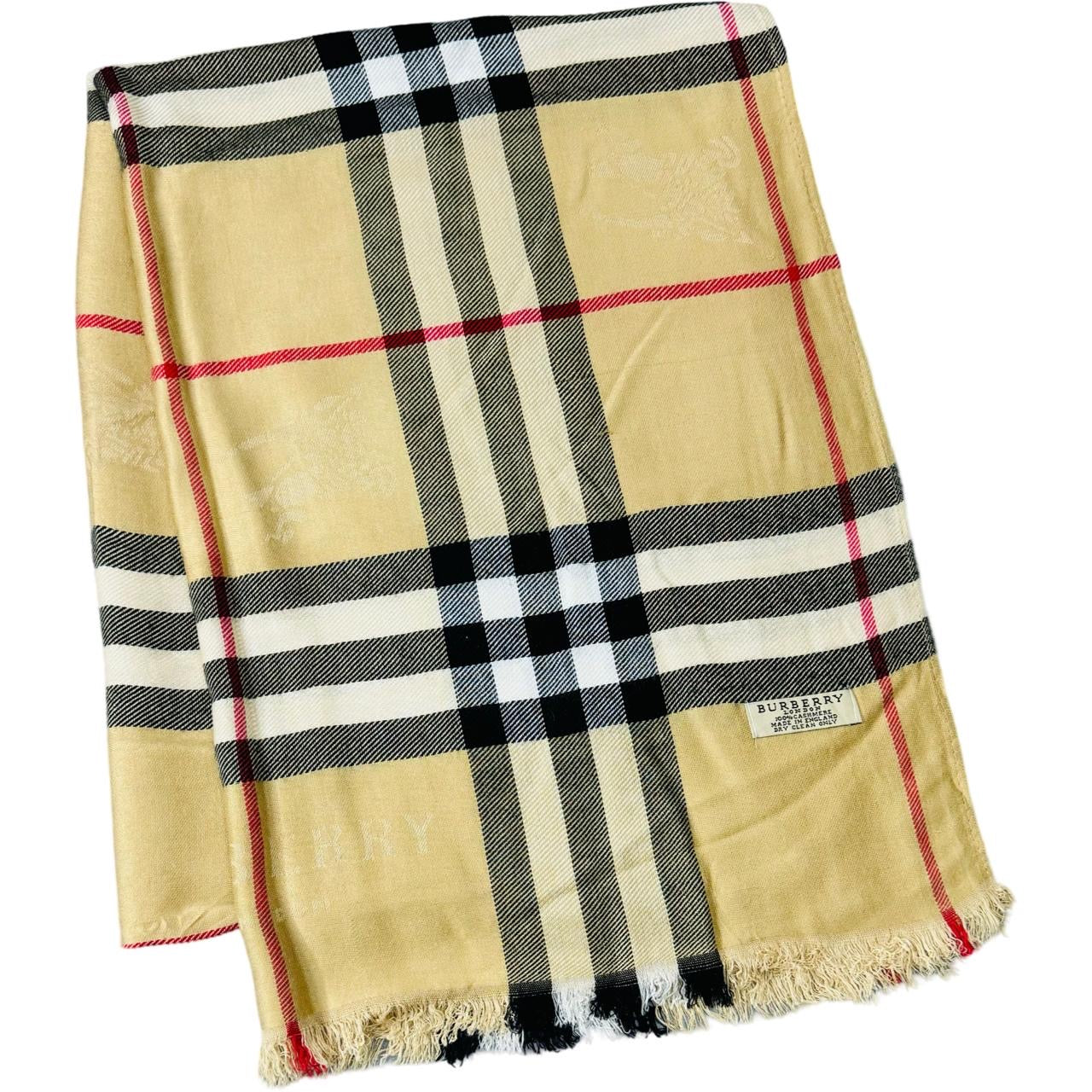 Burberry Khaki Nova Check Shawl -100% Cashmere (0032)