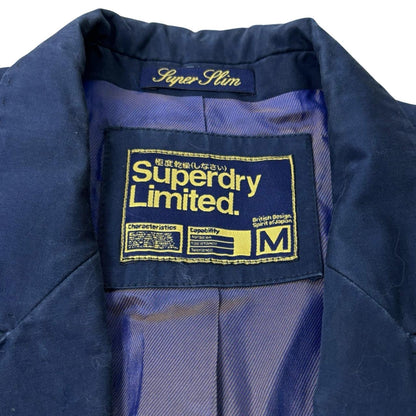 Superdry Dark Blue Distressed Cotton Casual Blazer  Chest 18.5" Length 28.5" Sleeves 25.5"