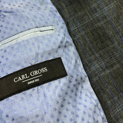 Carl Gross Grey-Blue Check Linen  Chest 22.5" Length 31" Sleeves 27"