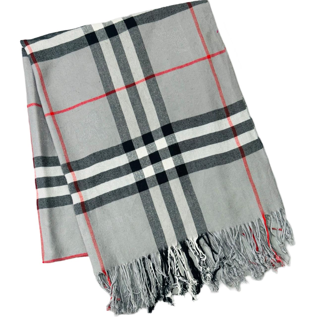 Burberry Grey Nova Check Shawl - 100% Cashmere/Wool (0022)