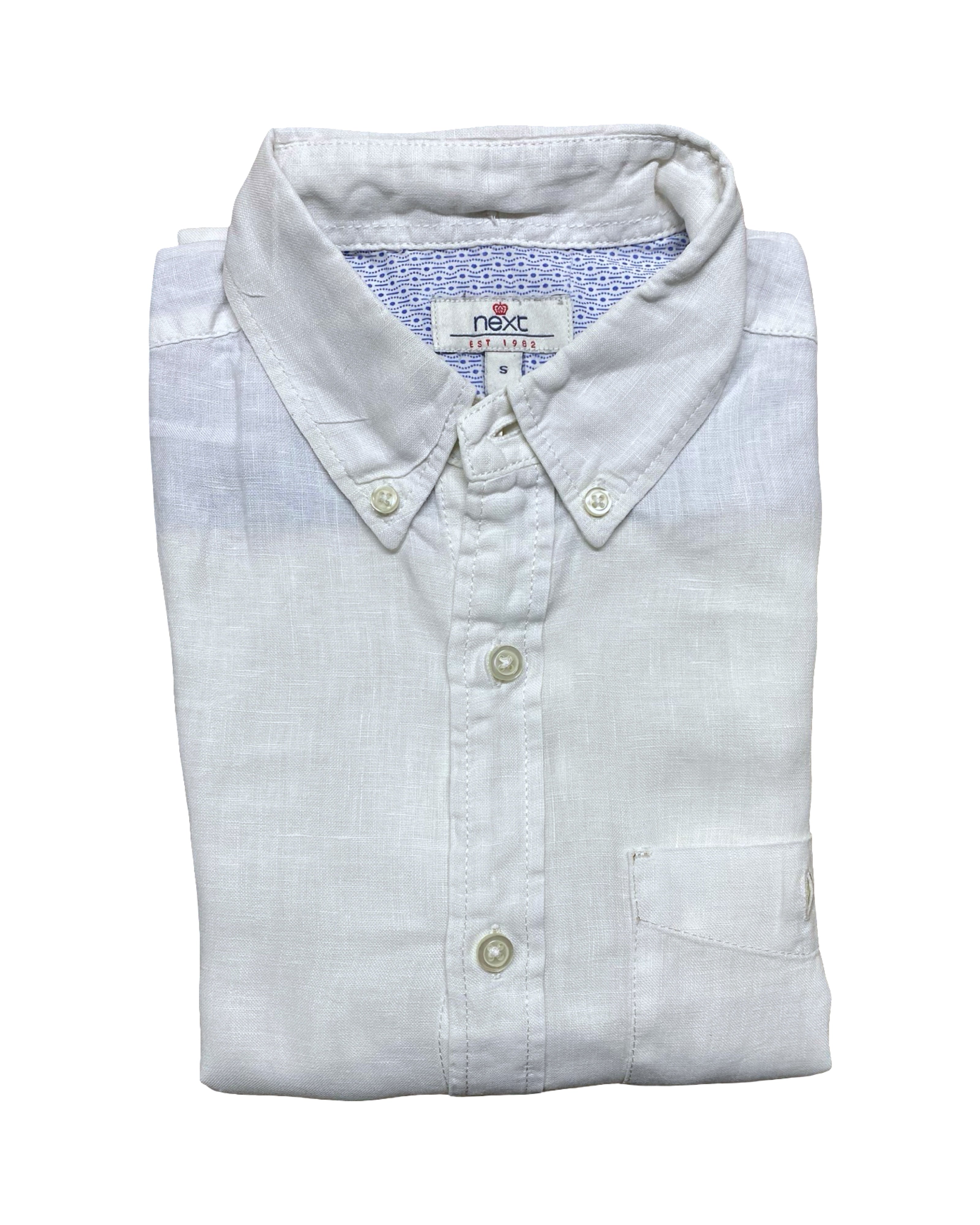 Next White Linen Short Sleeve Shirt | Medium | Chest 20”