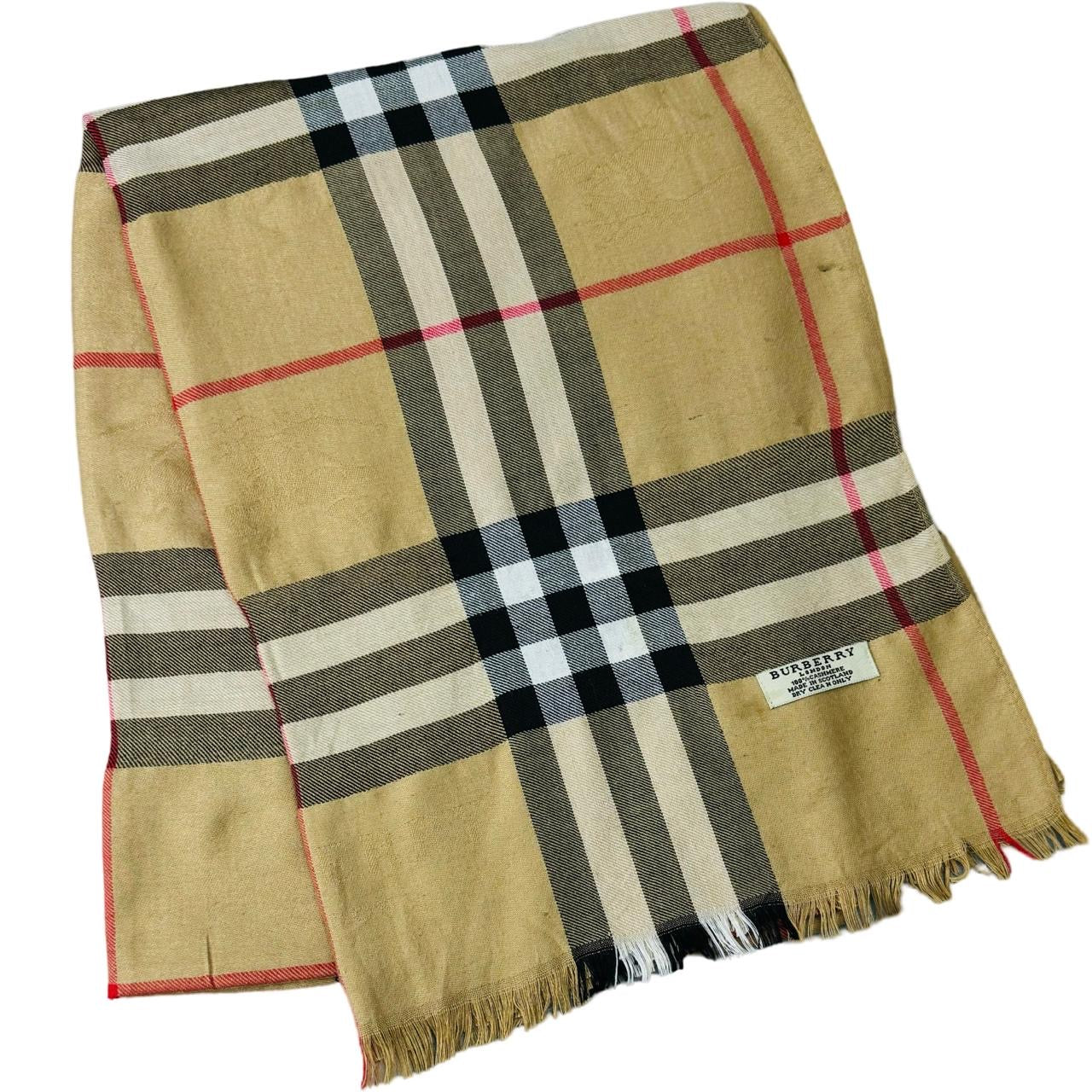 Burberry Beige Nova Check Shawl - 100% Cashmere (0034)