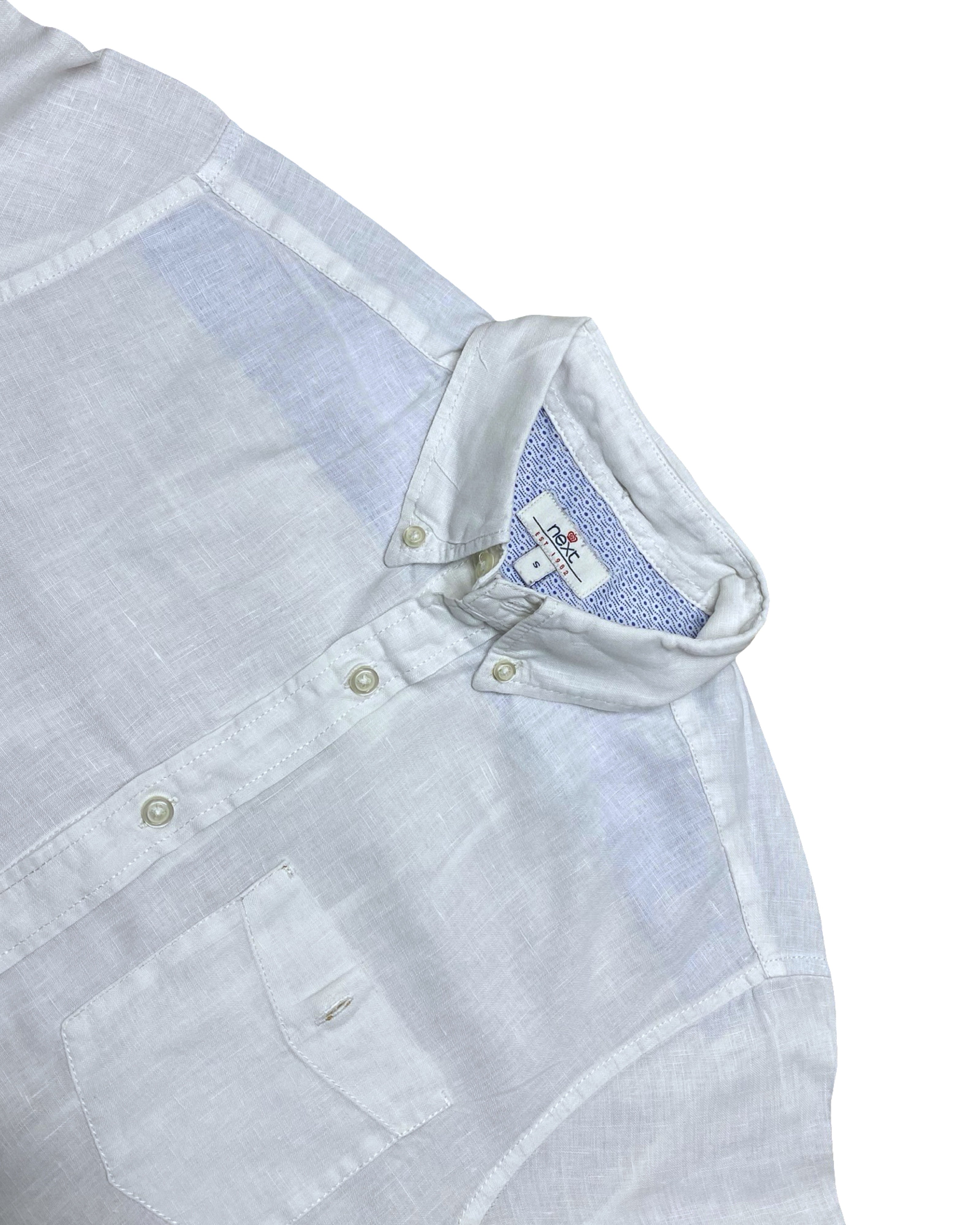 Next White Linen Short Sleeve Shirt | Medium | Chest 20”