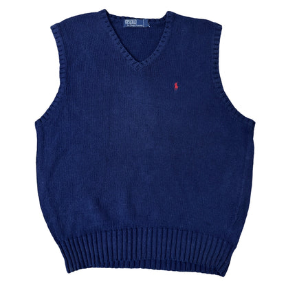 Ralph Lauren Navy Knitted V-Neck Vest| Large