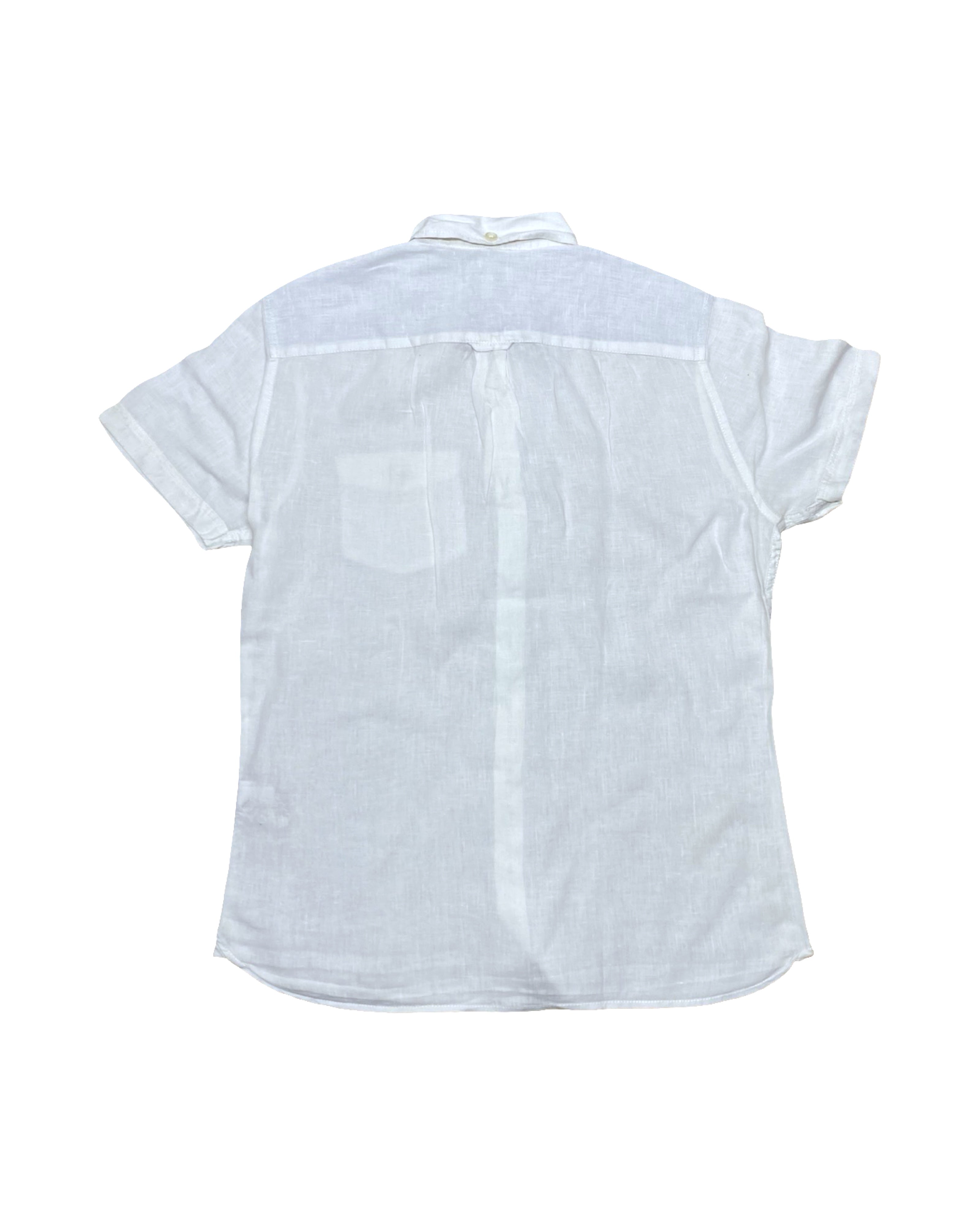 Next White Linen Short Sleeve Shirt | Medium | Chest 20”