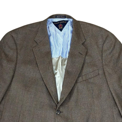 TH Brown-Red/Blue Checkered 100% Lambswool  Chest 24.5” Length 32” Sleeves 25”