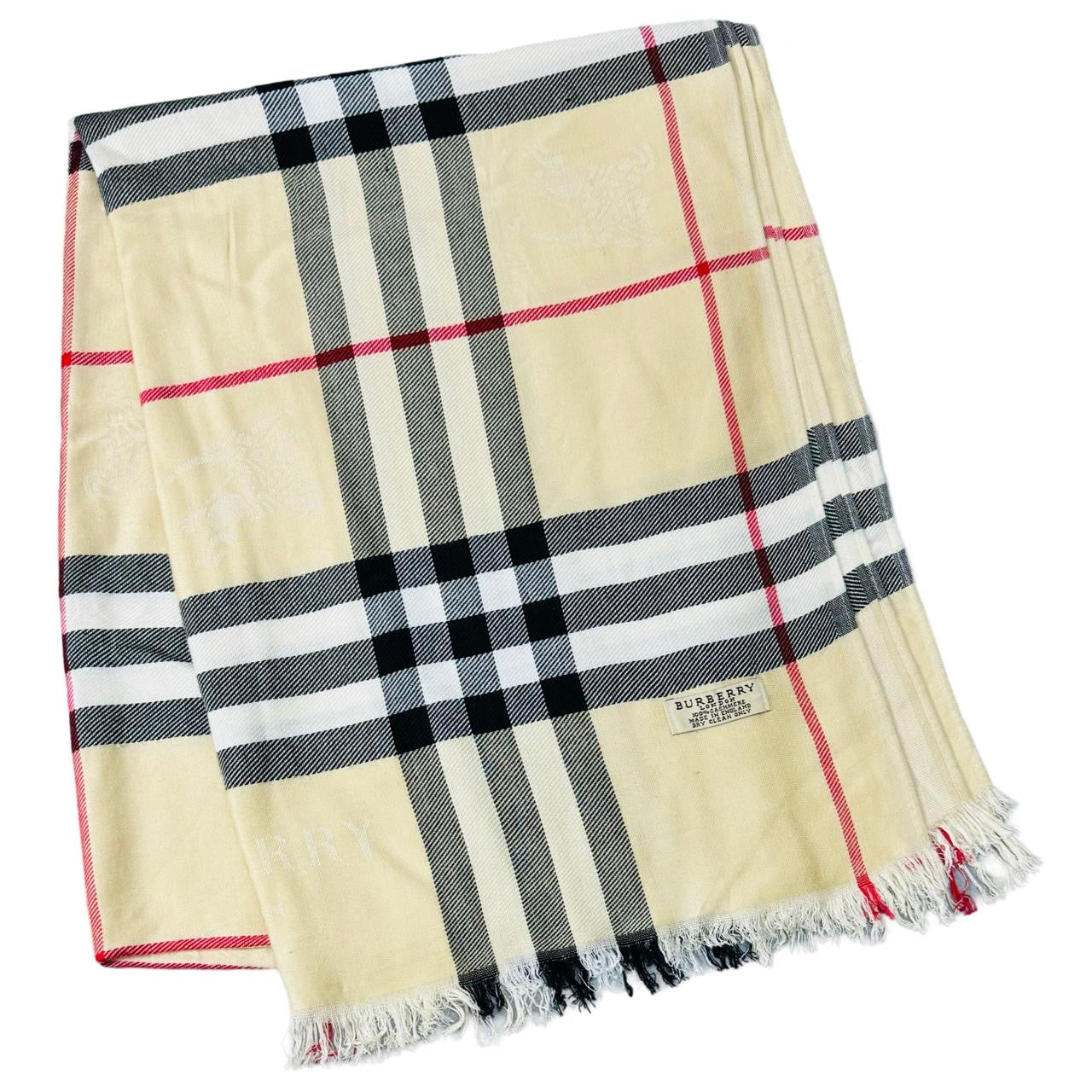 Burberry Cream Nova Check Shawl - 100% Cashmere/Wool (0031)