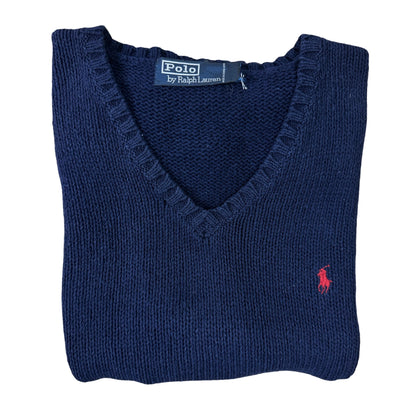 Ralph Lauren Navy Knitted V-Neck Vest| Large