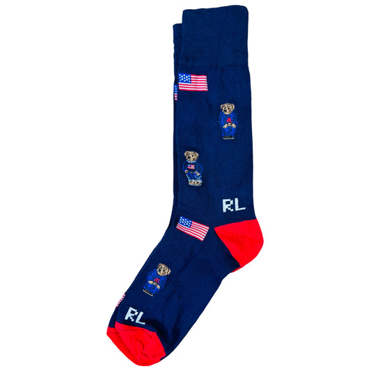 RL Navy/Red US Flag Bear Pattern