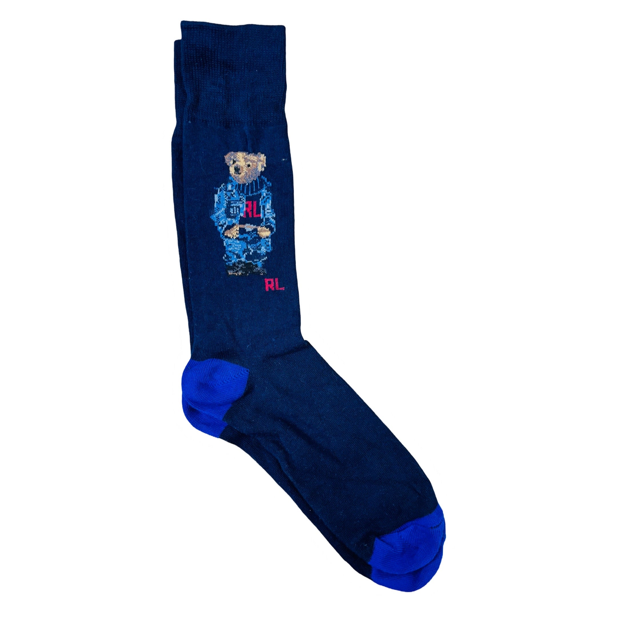 RL Navy Denim Bear Socks