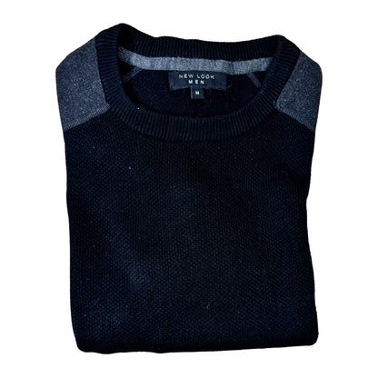 New Look Black/Grey Patch Shoulders Crew Neck | S/M