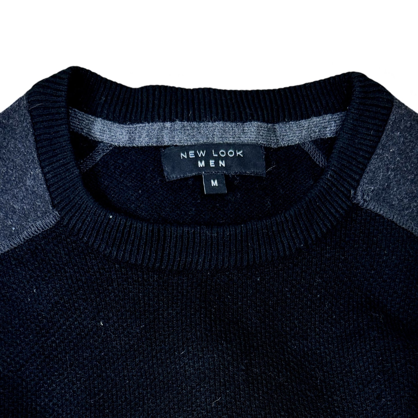 New Look Black/Grey Patch Shoulders Crew Neck | S/M