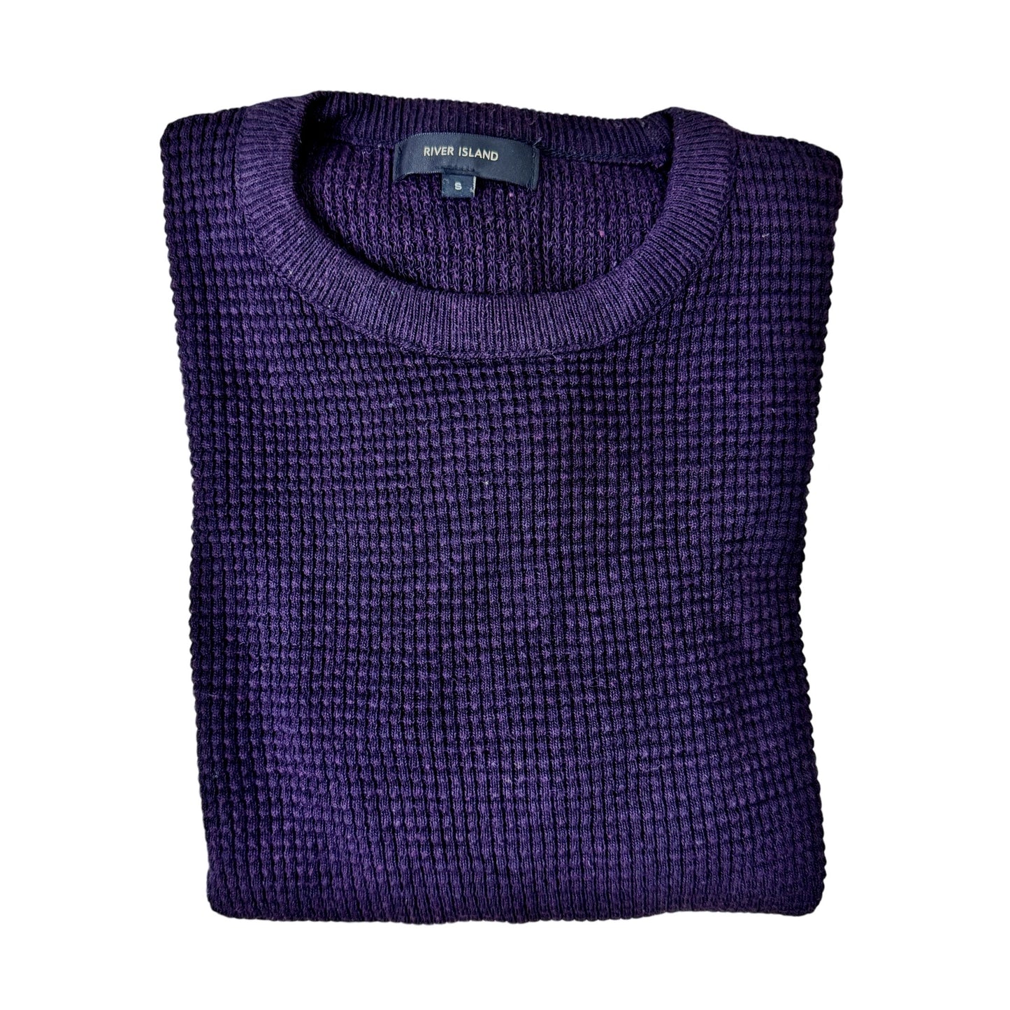 River Island Plum Knitted Texture Crew Neck | Small