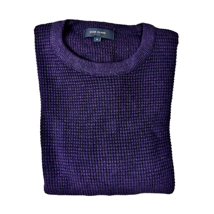 River Island Plum Knitted Texture Crew Neck | Small