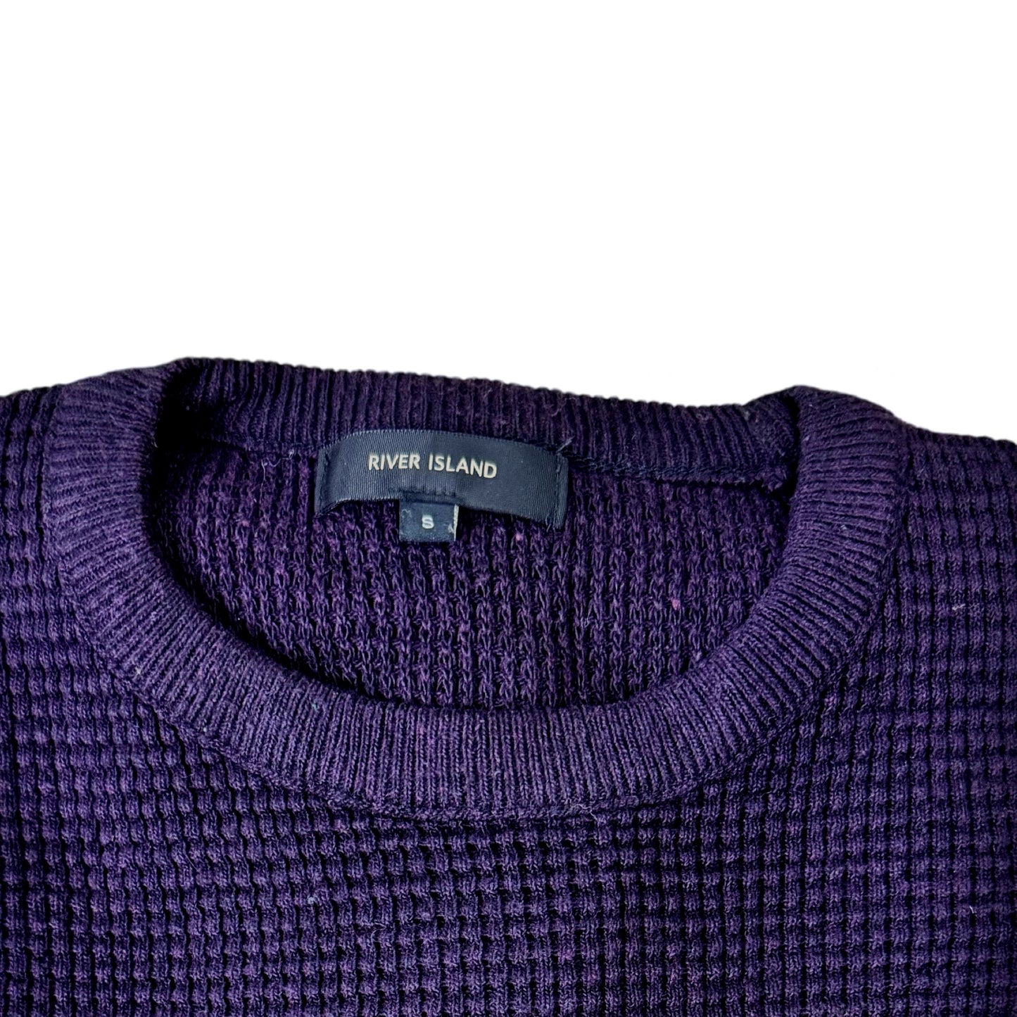 River Island Plum Knitted Texture Crew Neck | Small