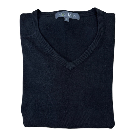 M&S Man Black V-Neck | Medium