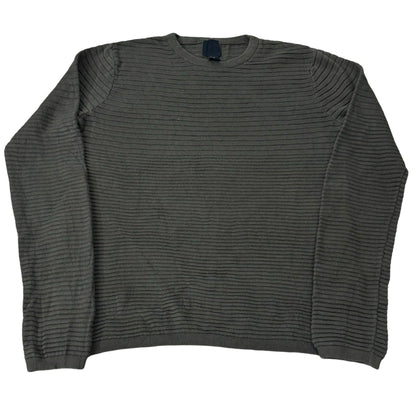 H&M Olive Green Striped Pattern Crew Neck | Small