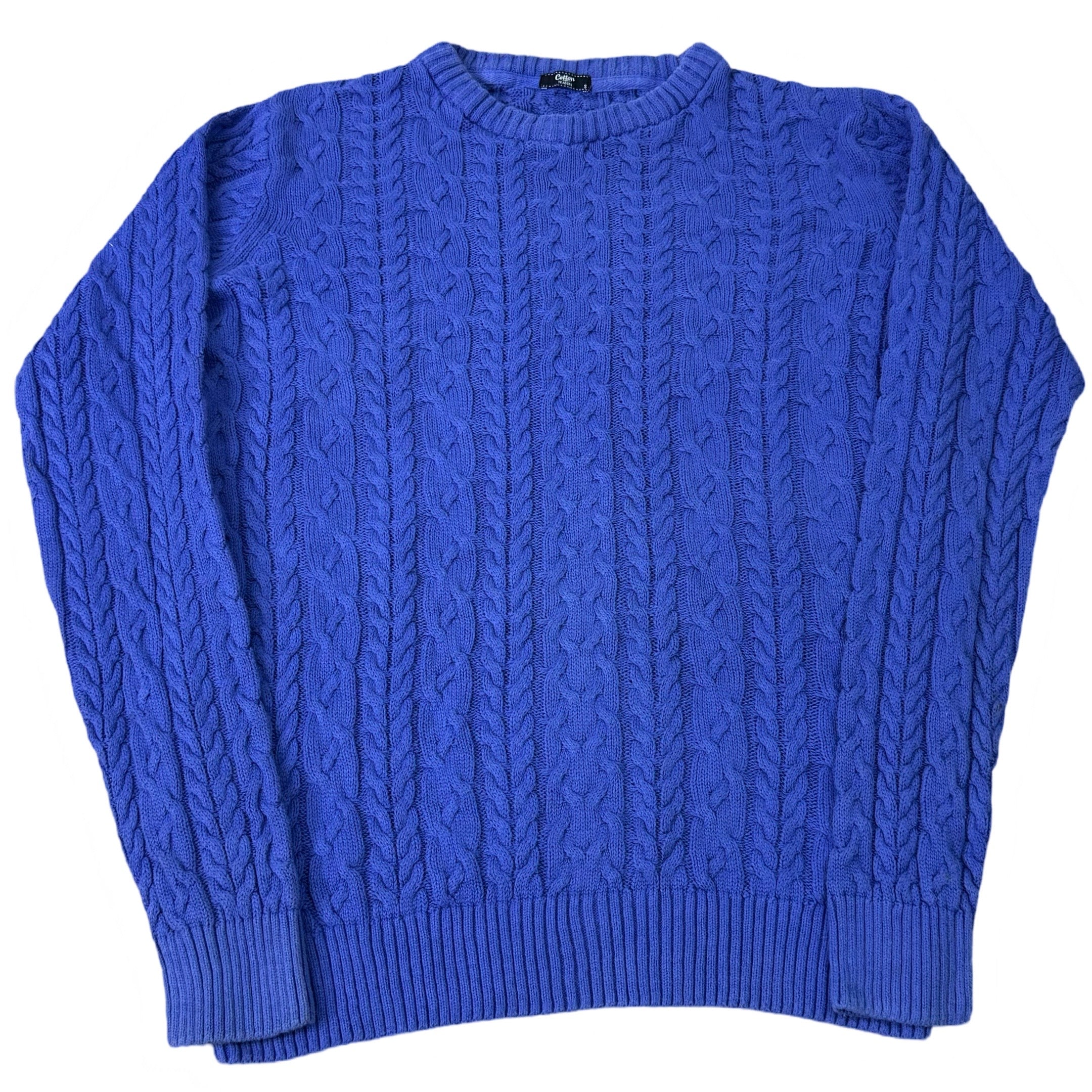 Cotton Traders Purple Cable-Knit Crew Neck | Small