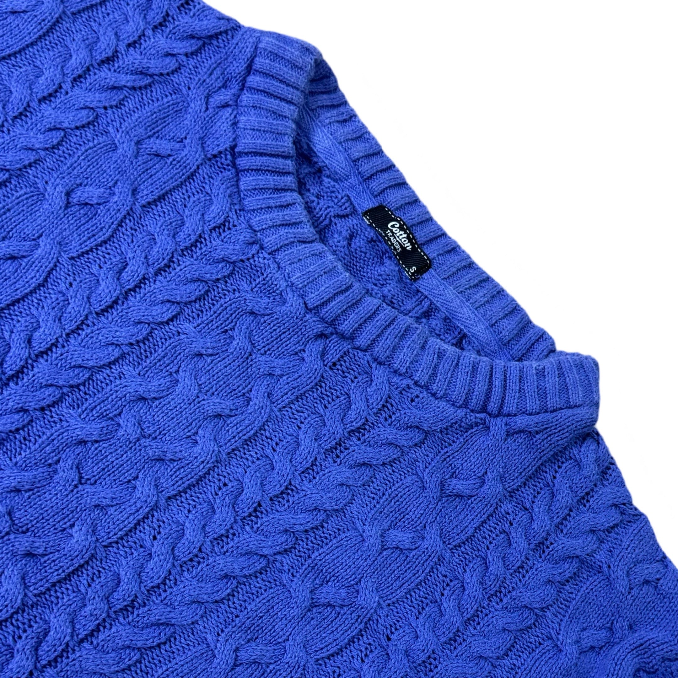 Cotton Traders Purple Cable-Knit Crew Neck | Small