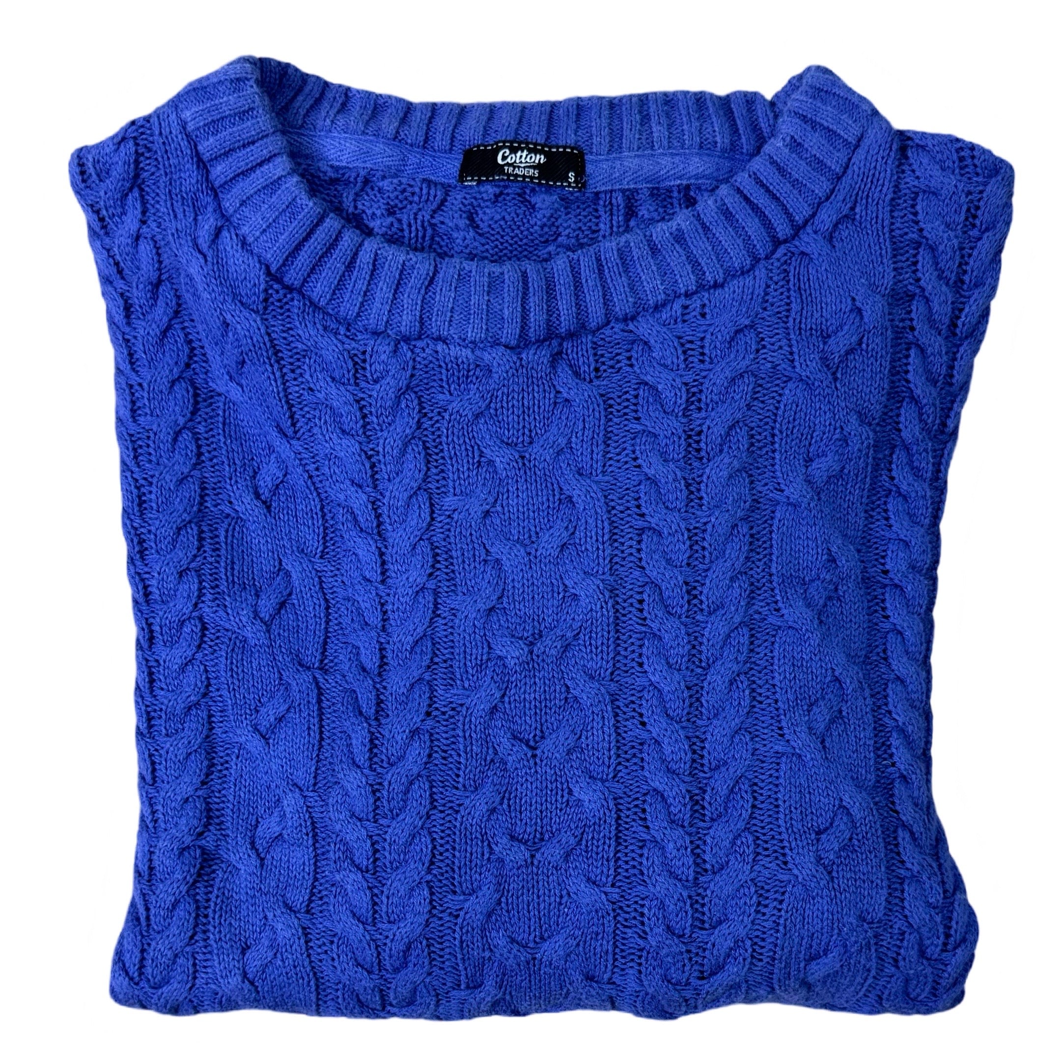 Cotton Traders Purple Cable-Knit Crew Neck | Small