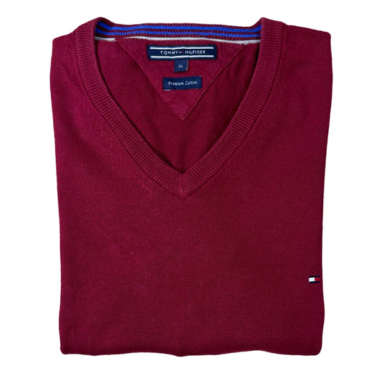 Tommy Hilfiger Red V-Neck | M/L