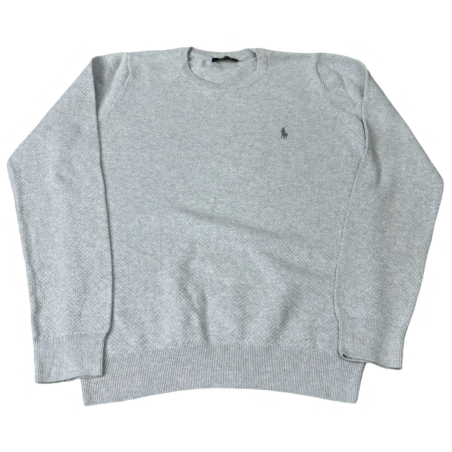 Ralph Lauren Light Heather Grey Micro-Knit Textured Crew Neck | Medium