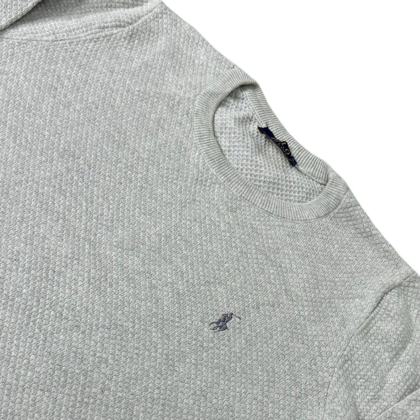 Ralph Lauren Light Heather Grey Micro-Knit Textured Crew Neck | Medium