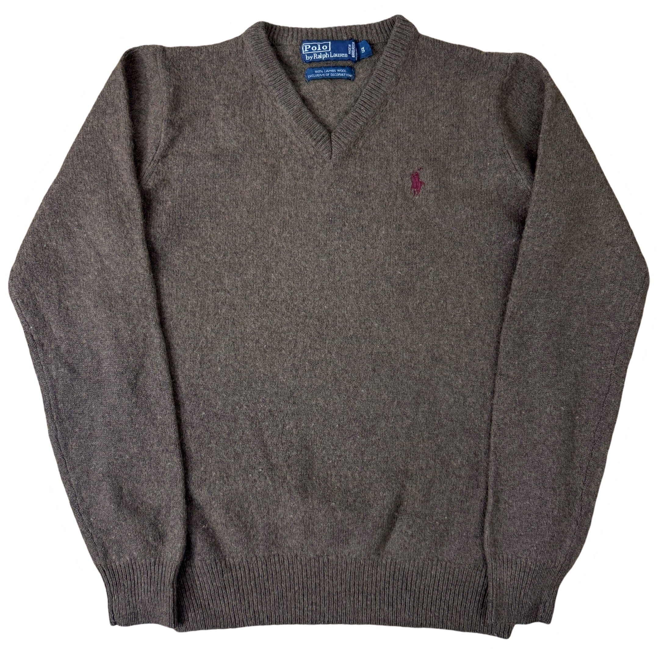 Ralph Lauren Brown V-Neck Lambswool | XS