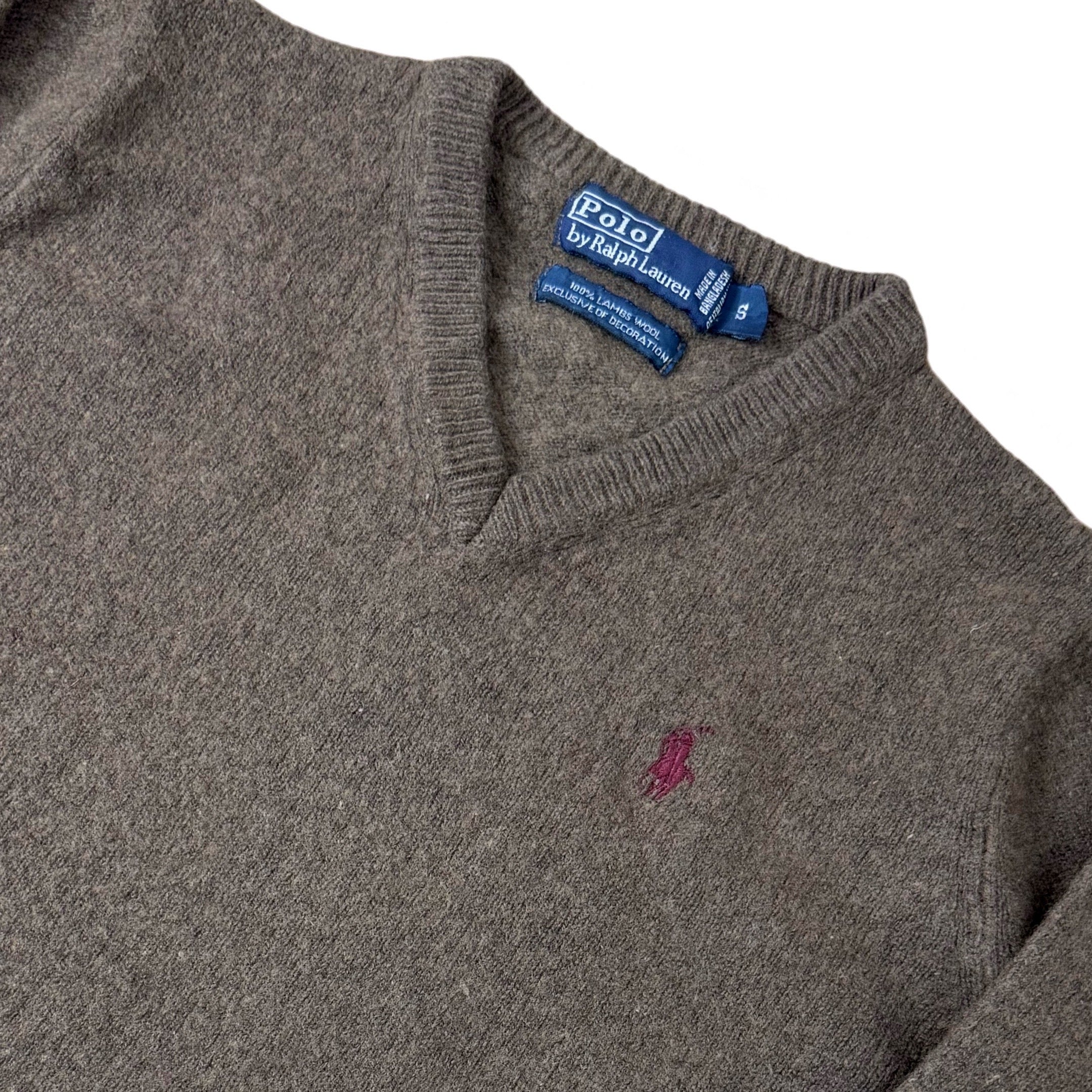 Ralph Lauren Brown V-Neck Lambswool | XS