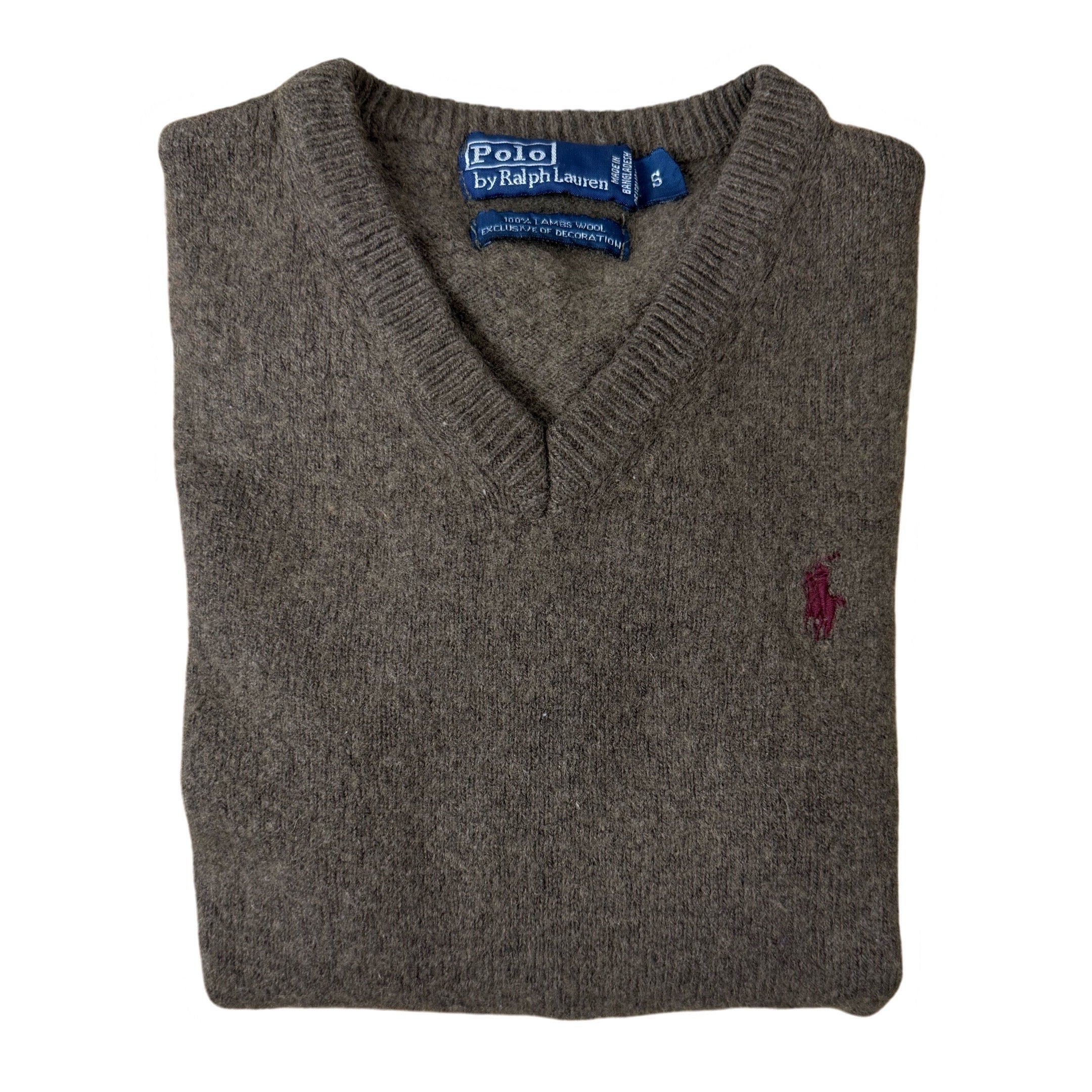 Ralph Lauren Brown V-Neck Lambswool | XS