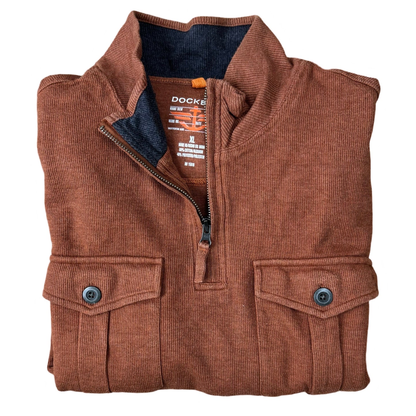 Dockers Burnt Orange Textured Quarter-Zip | Large