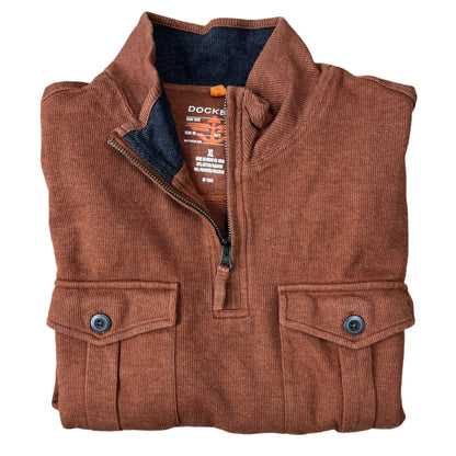 Dockers Burnt Orange Textured Quarter-Zip | Large