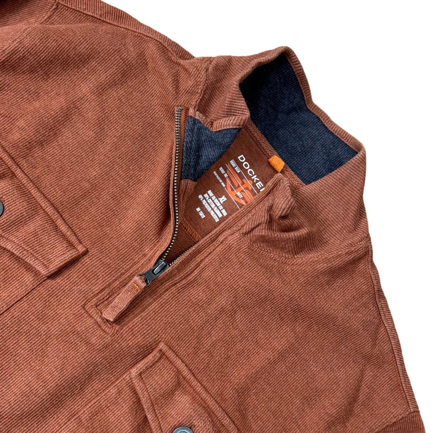 Dockers Burnt Orange Textured Quarter-Zip | Large