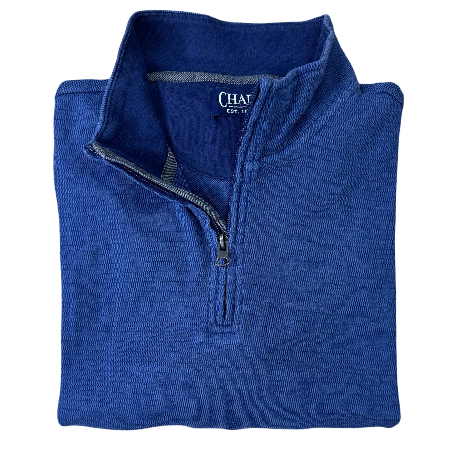 CHAPS Blue Textured Quarter-Zip | Large