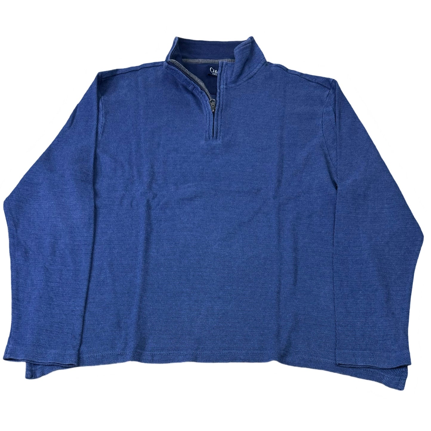 CHAPS Blue Textured Quarter-Zip | Large